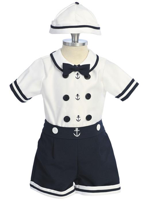 Little Boys Sailor Short Suit Set - Click Image to Close