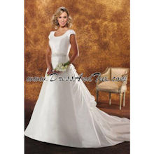 Bustled Train Satin Modest Wedding Dress (Dahlia D37)