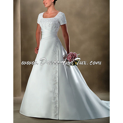 Gathered Wrap Satin Wedding Dress Belle D10 Click Image to See Detail