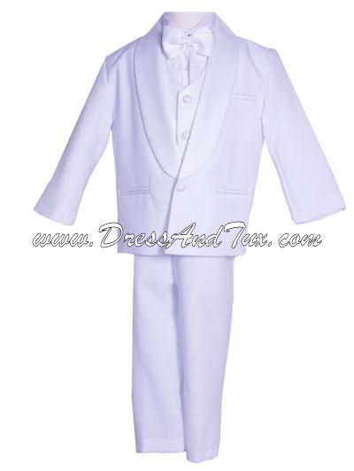 White/Black Boys Tuxedo Suit Formal