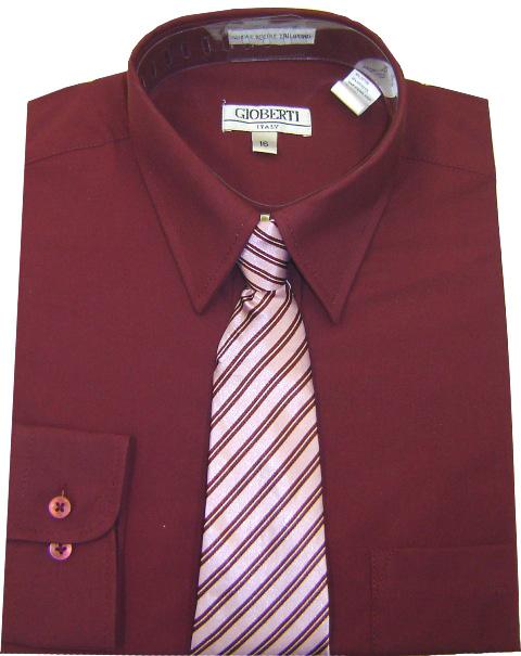 Boys Dress Shirt with Tie (Various Colors) - Click Image to Close
