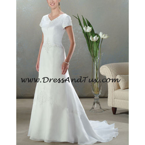 Short Chiffon Wedding Dress D8 Silhouette Sheath Column Neck V 