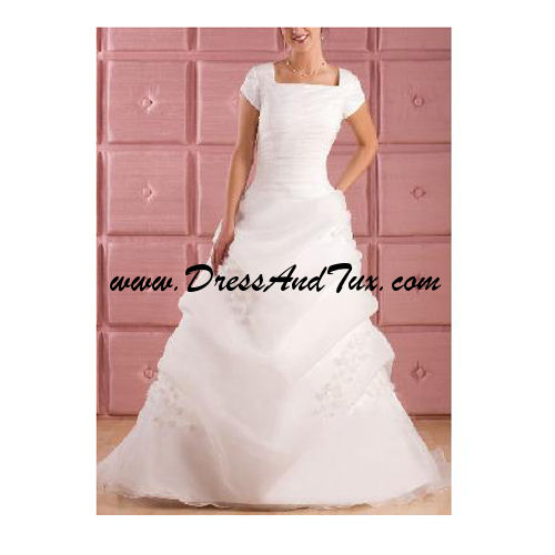 Modern Brush Train Organza Wedding Dress (Hyacinthe D2) - Click Image to Close