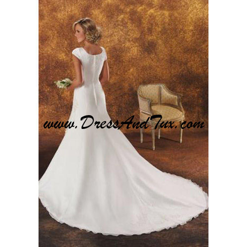 Princess Court Train Chiffon Wedding Dresses (Lotus D5) - Click Image to Close