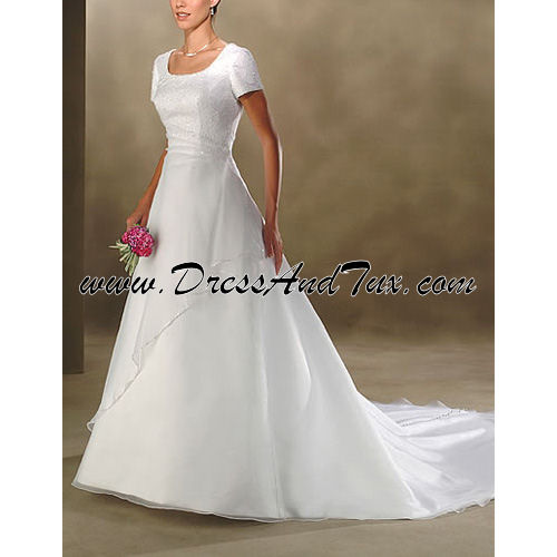 Sheer Wrap Modest Wedding Dress (Orchis D27) - Click Image to Close