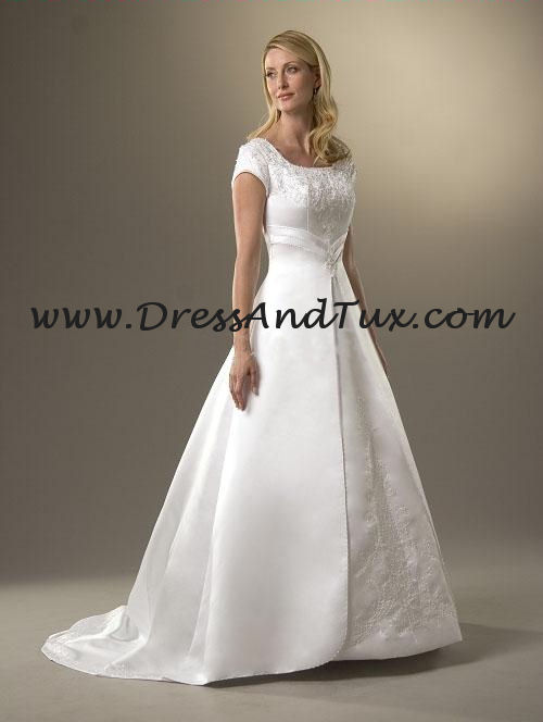 Satin Split Front Wedding Bridal Dress (Tulipe D102) - Click Image to Close