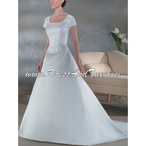 Princess Train Short Satin Wedding Dresses (Magnolia D4) - Click Image to Close