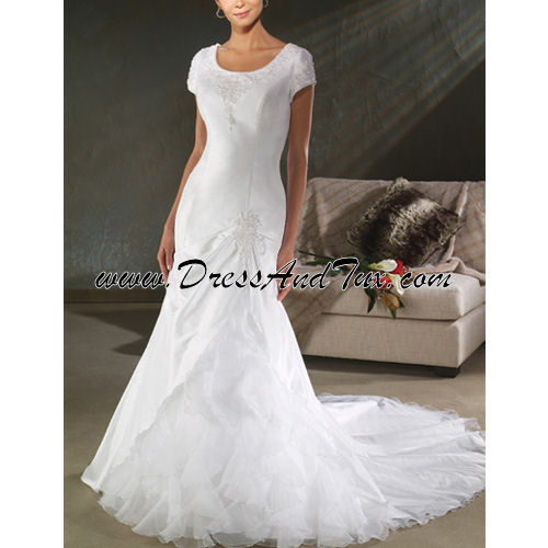 Drop Waist Modest Wedding Dress (Silene D17)