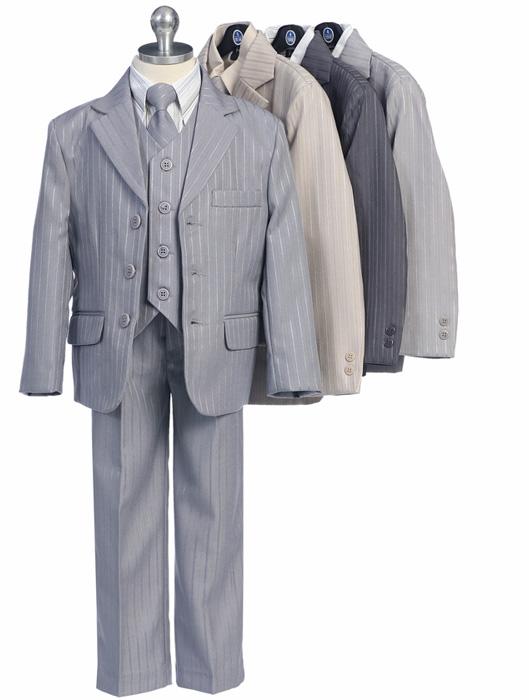 Pinstripe Stylish - Five Piece Little Boys Suit