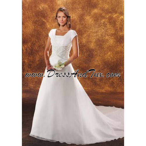 Satin Princess Modest Wedding Dress (Blanche D18) - Click Image to Close