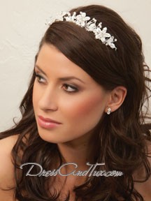 Silver Crystal Flower Tiara